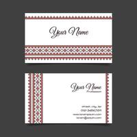Business card template with cross-stitch pattern vector