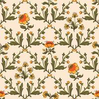 Coquette trellis floral seamless pattern, azulejo, background for fabric, wallpaper wrapping, clothes vector