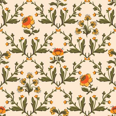 Coquette trellis floral seamless pattern, azulejo, background for fabric, wallpaper wrapping, clothes