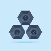 illustration of barbell or dumbbell weights with hexagonal plates side view. design for gym, bodybuilding or sports vector