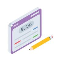 Trendy isometric style icon of a website blog layout vector