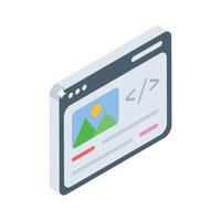 Trendy isometric icon showing interface coding vector