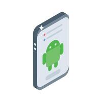 A modern isometric icon of mobile software application vector