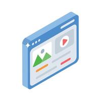 Trendy isometric icon of structured web content layout vector