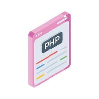 Premium isometric icon of php language terminal window vector