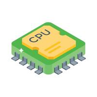 Visually appealing isometric icon of cpu chip hardware vector