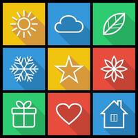 Flat outline icons set vector