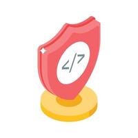 A modern isometric icon of secure code shield vector