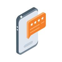 A customizable isometric icon showing mobile chat vector