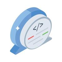 Get this isometric icon of coding message prompt vector