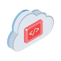 Get this premium isometric style icon of cloud coding vector