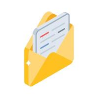 Get a glimpse of this isometric icon of email inbox vector