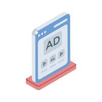 Get this isometric style icon of targeted web ad vector
