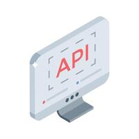 A customizable isometric icon of api integration vector