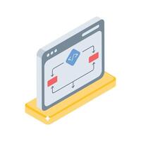 A visually engaging isometric icon of code algorithm flow vector