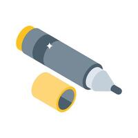 Easy to edit isometric style icon of highlighter with lid vector