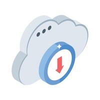Check out this isometric style icon of cloud download vector
