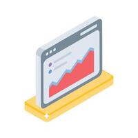 A captivating isometric style icon of web analytics report vector