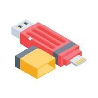 Grab this isometric icon of usb data connector vector
