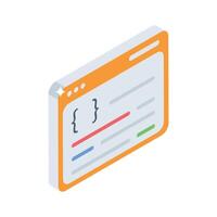 A captivating isometric icon of website coding screen vector