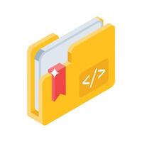 A visually appealing isometric icon showing coding folder vector