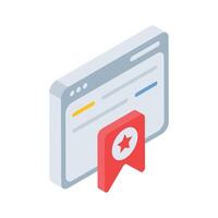 Well crafted isometric icon of best website achievement badge vector