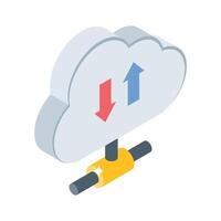 A premium isometric icon showing cloud share proces vector