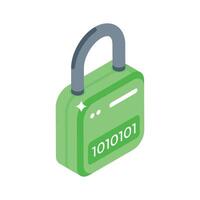 A captivating isometric icon of code encryption padlock vector