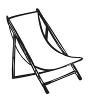 Beach chair sketch. Wooden beach chaise longue. Hand drawn beach chairs vector
