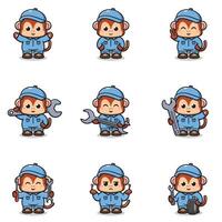 Illustration of Monkey Mechanic Cartoon Character vector