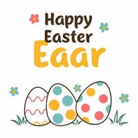 Happy Easter Eggs Design Colorful Easter Eggs and Flowers vector