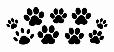 Collection of Black Paw Prints, Dog Paw Prints, Cat Paw Prints, Animal Tracks, Graphics vector