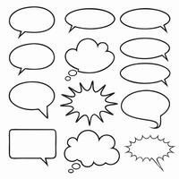 Collection of Blank Comic Speech Bubbles and Thoughts vector