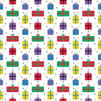 Seamless Birthday Presents Pattern On White Background For Paper Gift Wrap And Fabric Print vector