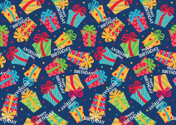 Seamless Birthday Presents Pattern On Blue Background For Paper Gift Wrap And Fabric Print