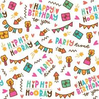 Seamless Birthday Party Patterns On White Background For Paper Gift Wrap And Fabric Print vector