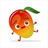 Cute Cartoon Mango Character with Happy Face vector