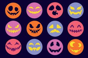 Halloween Angry Monster Face Collection. Spooky cartoon character. Scary face icon perfect for cards, patterns, print, web vector