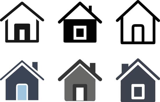 seis icono seis casa íconos con variar estilos y color esquemas en un cuadrícula vector