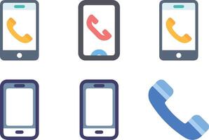 Six icon Various phone icons representing call, connection, and mobile device usage vector
