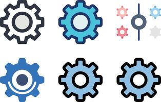 Six icon Various colored settings icons and adjustment elements in flat design style vector