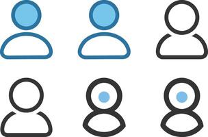 Six icon Variations of user icon design with blue and black color palettes vector
