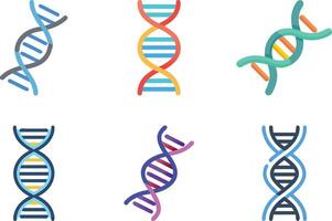 Six icon Colorful Set of DNA Double Helix Icons Depicting Genetics and Life Science vector
