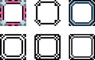 Six icon Collection of Various Pixel Art Square Frames for Design Resources and Templates vector