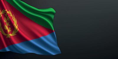Eritrea national flag waving on dark background vector