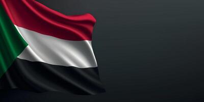 Sudan national flag waving on dark background vector