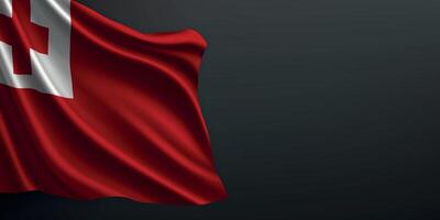 Tonga national flag waving on dark background vector