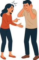 Couple Arguing and Feeling Distressed vector