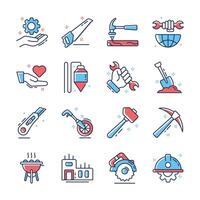 Check this modern collection of construction and labour day line icons vector