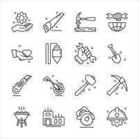 Check this modern collection of construction and labour day line icons. vector